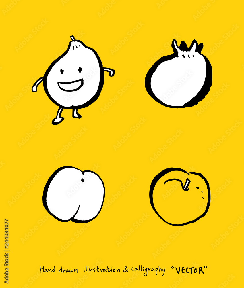 Obraz premium 농산물 일러스트 / 손으로 그린 과일과 채소 그림