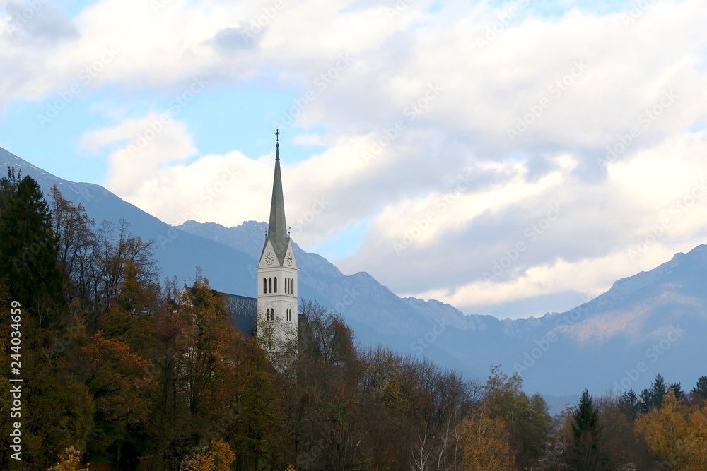 St. Martin`s Parish Church on Lake Bled, Slovenia. Lake Bled is popular travel destination in Slovenia. St. Martin`s Parish Church on Lake Bled, Slovenia. Lake Bled is popular travel destination in Slovenia.