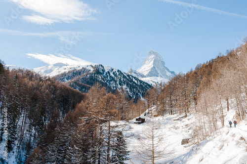Zermatt, Furi, Zmutt, Matterhorn, Wanderweg, Winterwanderung, Wintersport, Wallis, Walliser Dorf, Walliser Berge, Alpen, Winter, Schweiz