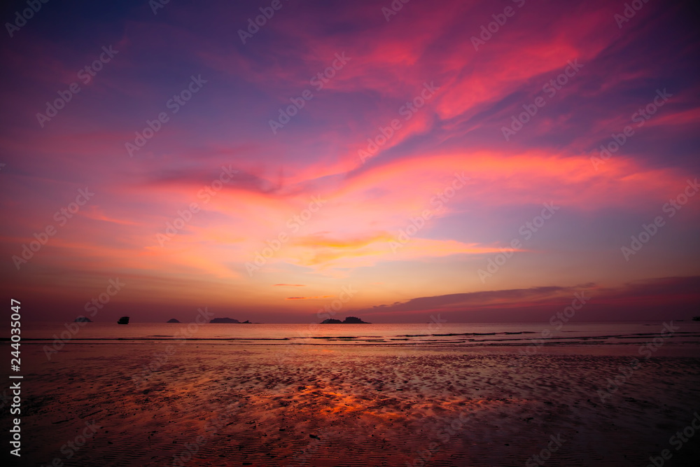 Twilight sky over the Sea beach.