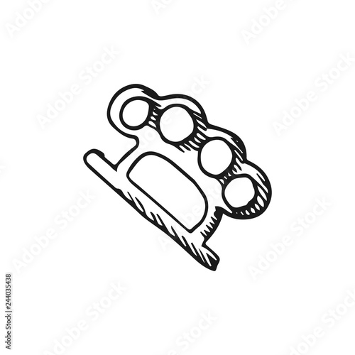 brass knuckles vector doodle sketch isolated on white background