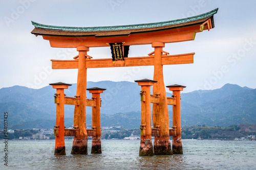 Itsukushima Shrine, a Shinto shrine on the island of Itsukushima, Miyajima, Japan.