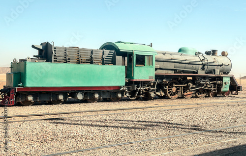 Train wagons in the Wadi Rum desert in Jordan
