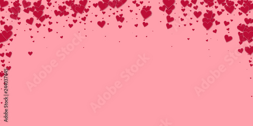 Red heart love confettis. Valentine s day falling 