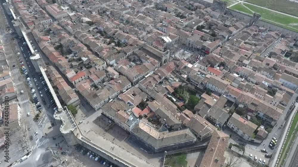 The red tiled roofs of the old houses in the fortress of Aigues-Mortes The red tiled roofs of the old houses in the fortress of Aigues-Mortes