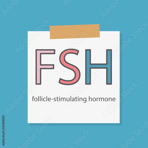FSH Follicle-stimulating hormone written on a notebook paper- vector illustration photo