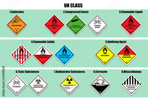 UN class of chemical hazards vector sign symbol
