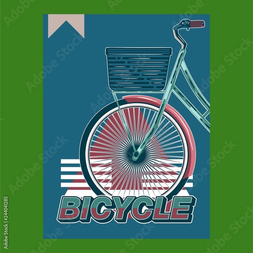 Cycling  Bicycle  Fun bike poster green background motivation - Vector