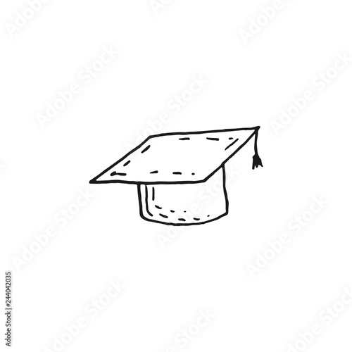 university hat vector doodle sketch isolated on white background