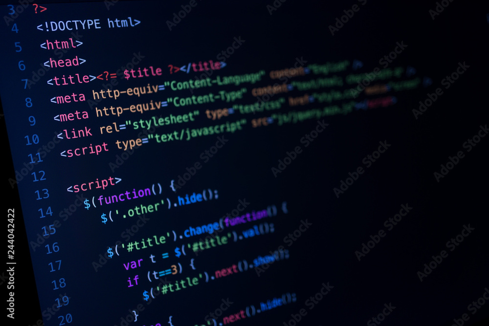 Screen of developing java code on dark background Stock Photo | Adobe Stock