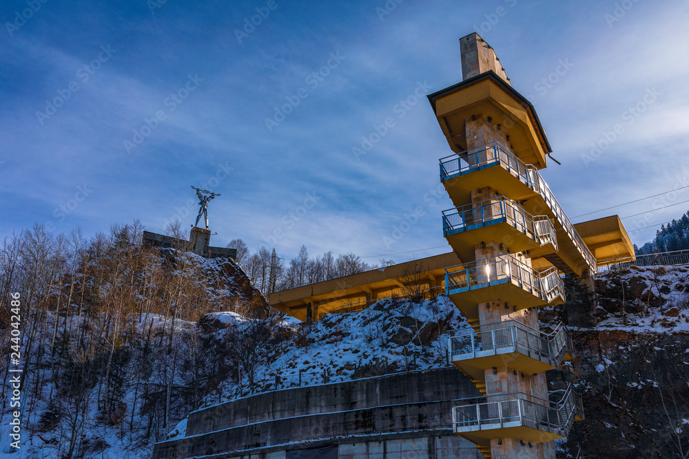 Prometheus statue next to Vidraru Dam in Romania Stock Photo | Adobe Stock