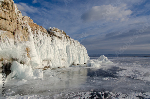 Island icebound Lake Baikal