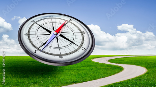 Kompass in Landschaft