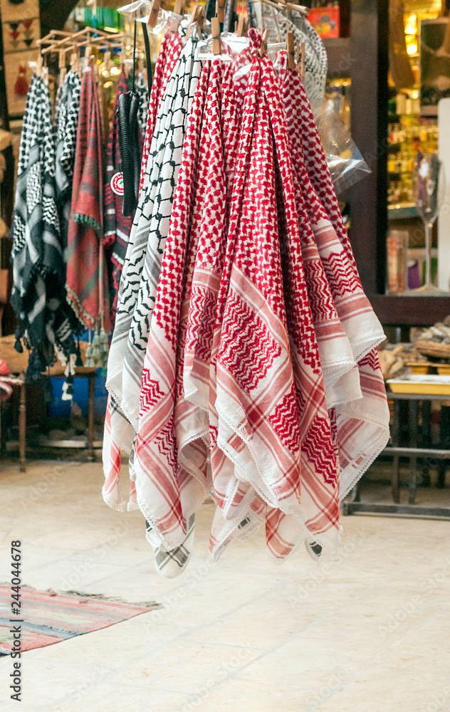 AMMAN, JORDAN-FEBRUARY 2015. Interior of an Arab souvenir shop in the capital of Jordan, Amman.