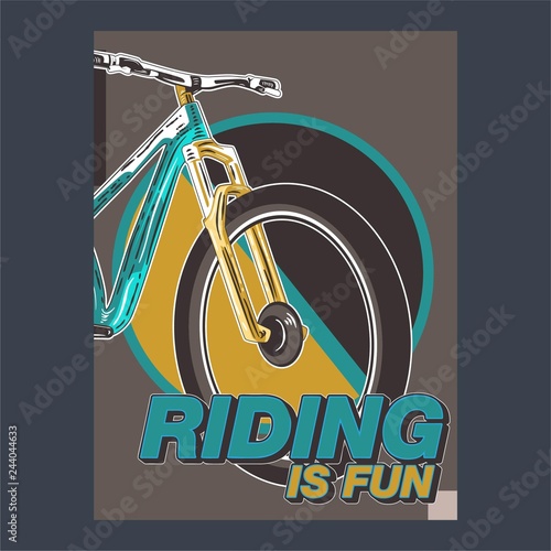 Biking race vintage poster. Biking illustration  cyclist vector retro poster. Layer. - Vector