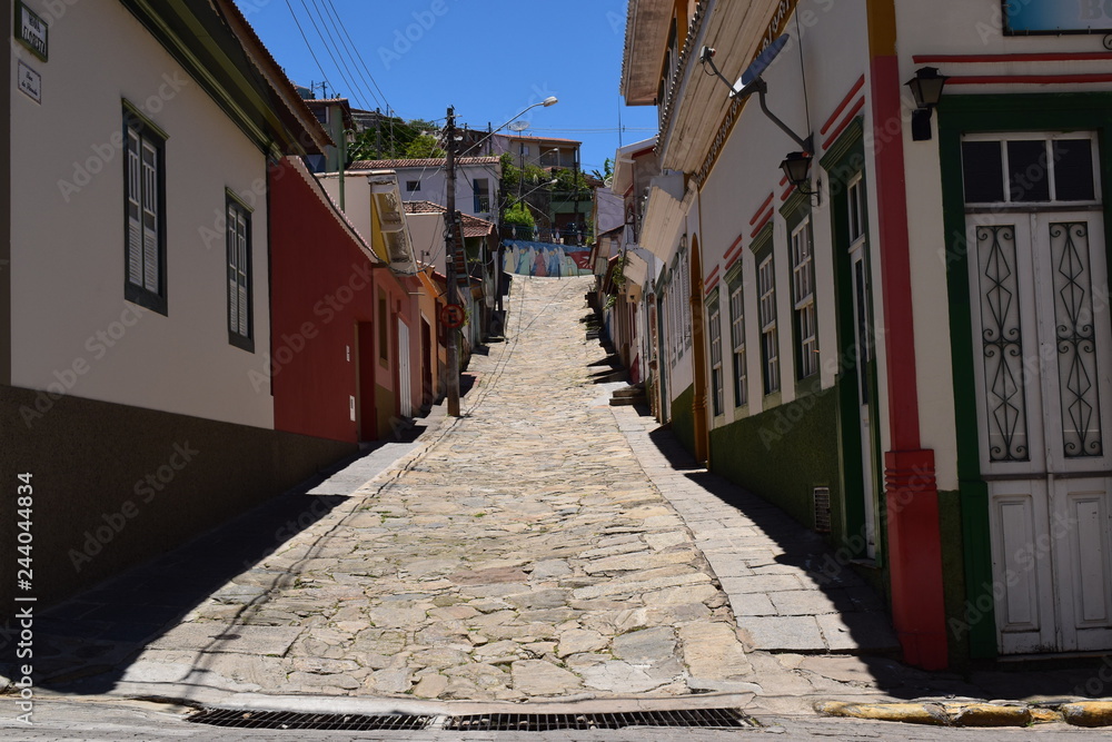 colorful narrow street in old town
