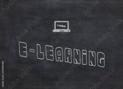 E-learning word handwritten with chalk