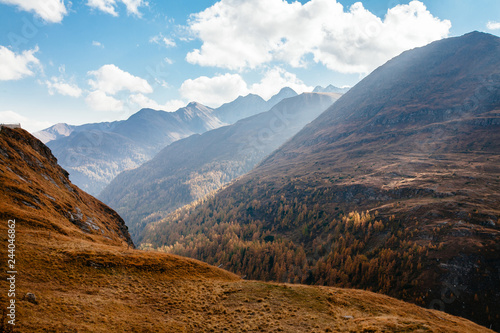 View of mountain with blue sky from Grossglockner High Alpine Road in Austria photo