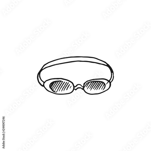 swimming goggles vector doodle sketch isolated on white background