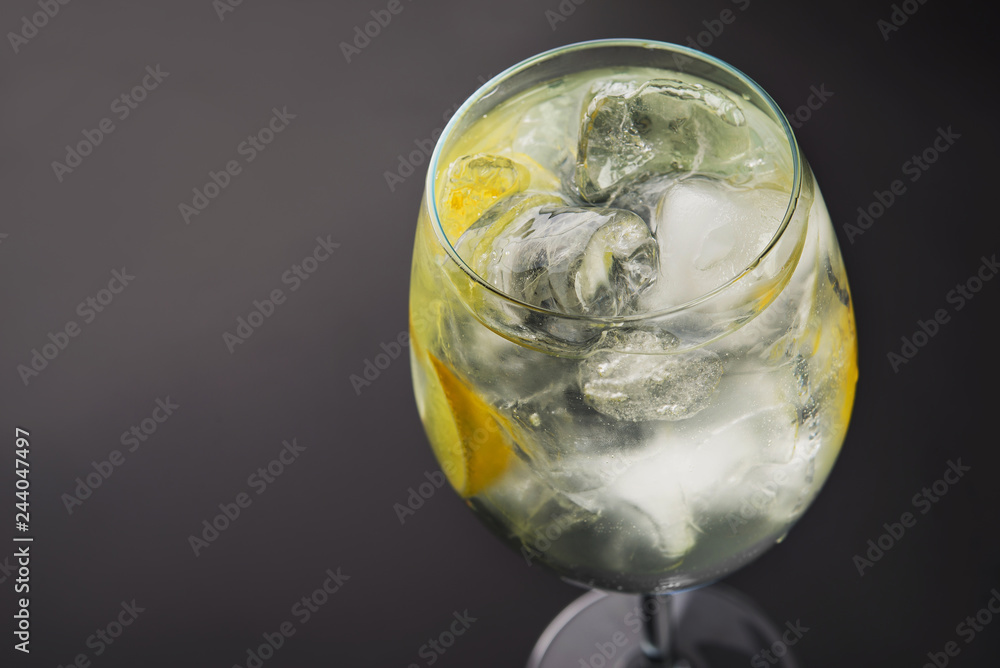 Fresh alcoholic drink with lemon and ice Fresh alcoholic drink with lemon and ice