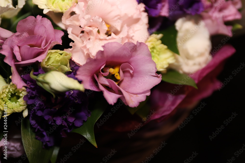 bouquet of purple and purple flowers