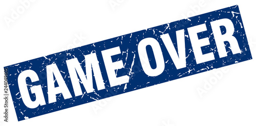 square grunge blue game over stamp