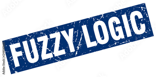 square grunge blue fuzzy logic stamp