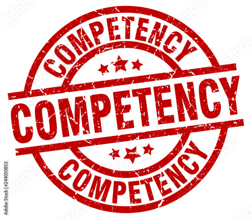 competency round red grunge stamp