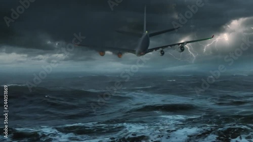 Plane crashing into the sea.