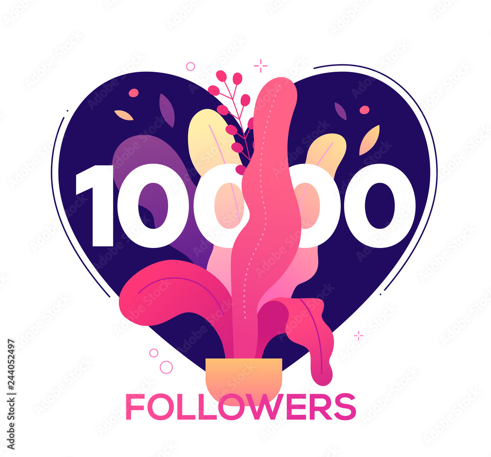 10 000 followers banner - modern flat design style illustration 10 000 followers banner - modern flat design style illustration