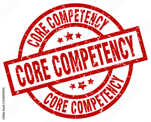core competency round red grunge stamp