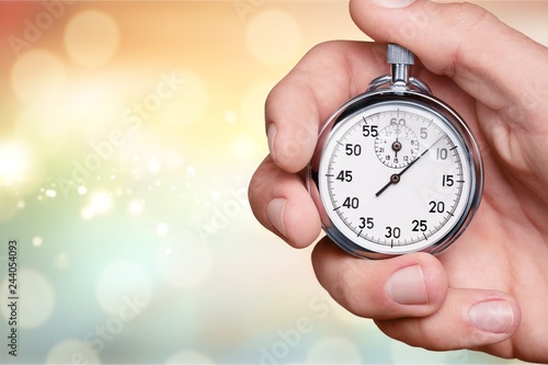 Close-up Stopwatch in Human Hand, Timer