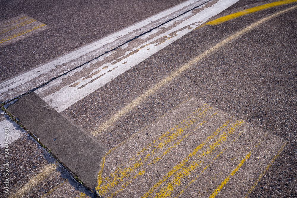 Fototapeta premium close up of road markings on an air strip