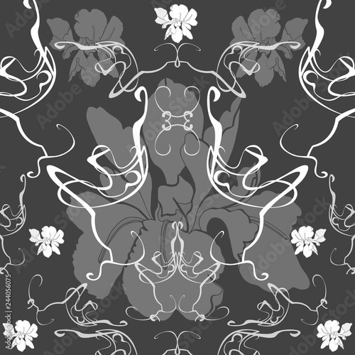 hand drawn vector  pattern in art Nouveau style.