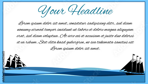 Large and empty sign with different waves and ships