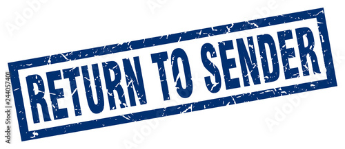 square grunge blue return to sender stamp