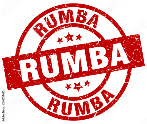 rumba round red grunge stamp