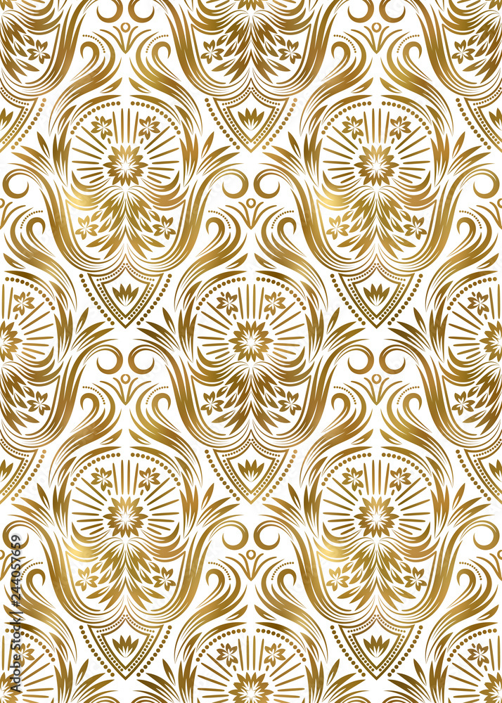 Golden white vintage seamless pattern. Gold royal exotic wallpaper. Arabic  background ornament. Stock Vector | Adobe Stock