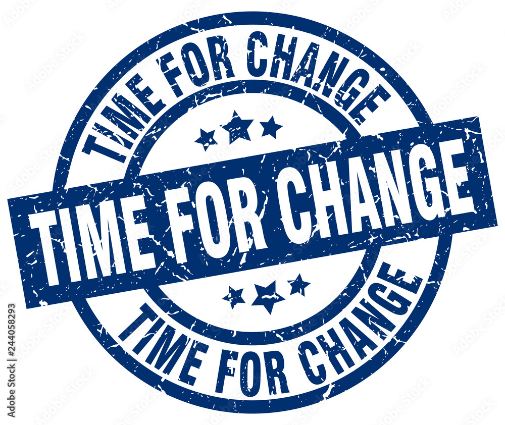 time for change blue round grunge stamp