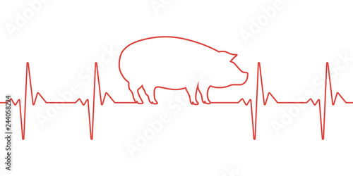 Heartbeat pulse with pig silhouette