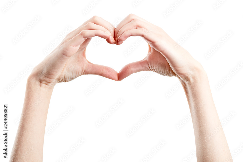 Female hand isolated on white background. White woman's hand showing symbols and gestures. Korean heart finger sign. Asian symbol hand heart. Korean, Chinese and Japanese Symbol hand heart. Love Female hand isolated on white background. White woman's hand showing symbols and gestures. Korean heart finger sign. Asian symbol hand heart. Korean, Chinese and Japanese Symbol hand heart. Love