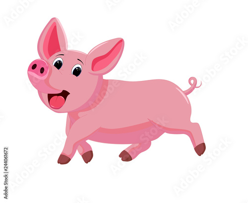 Set fat little cute pigs.The year of the pig. Funny pigs vector cartoon illustration. Collection animal new year © Сергей Черепанов