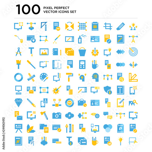 100 pack of Brainstorm, Light bulb, Analytics, Pencil case, Cube, Text, Coding, Graphic de, Startup icons, universal icon set