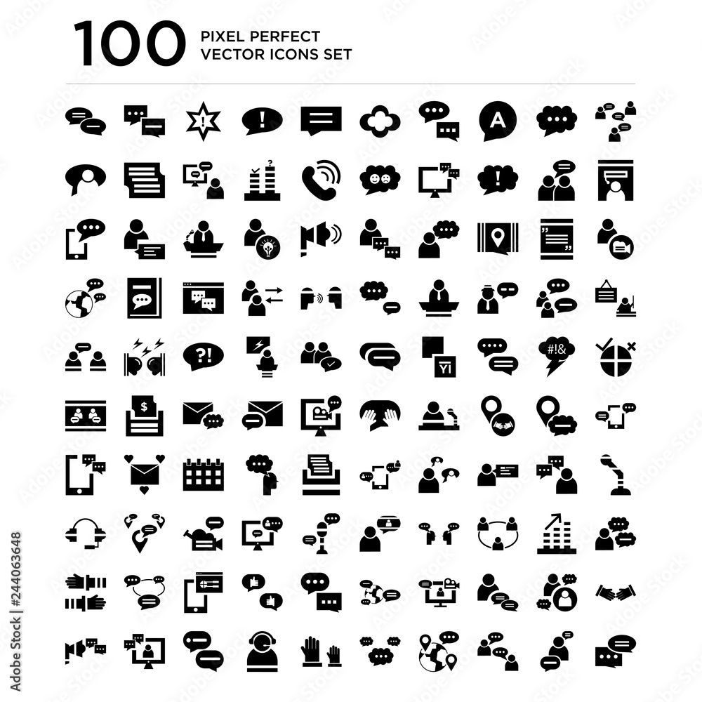 100 pack of Group, Discussion, Chat, Raise hand, Call center, Video conference, Megaphone icons, universal icons set 100 pack of Group, Discussion, Chat, Raise hand, Call center, Video conference, Megaphone icons, universal icons set
