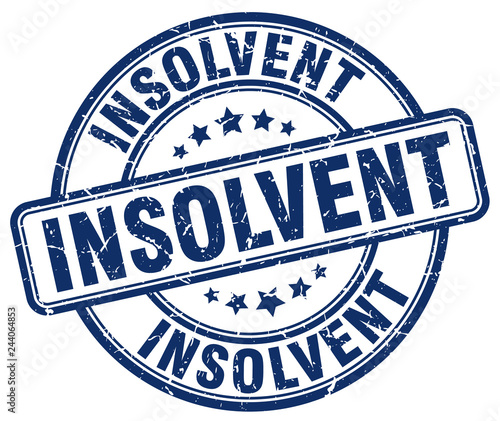 insolvent blue grunge round vintage rubber stamp