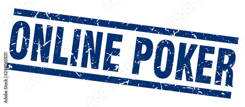 square grunge blue online poker stamp