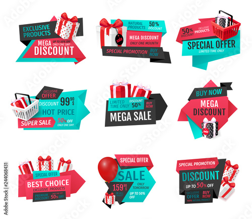 Mega Discount, Exclusive Product Sale Banners Set