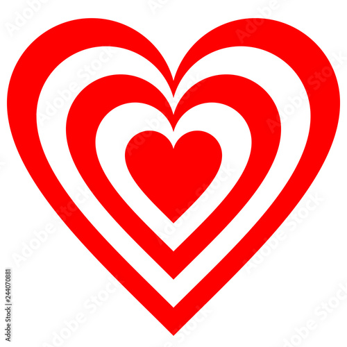 Heart target symbol icon - red simple, isolated - vector