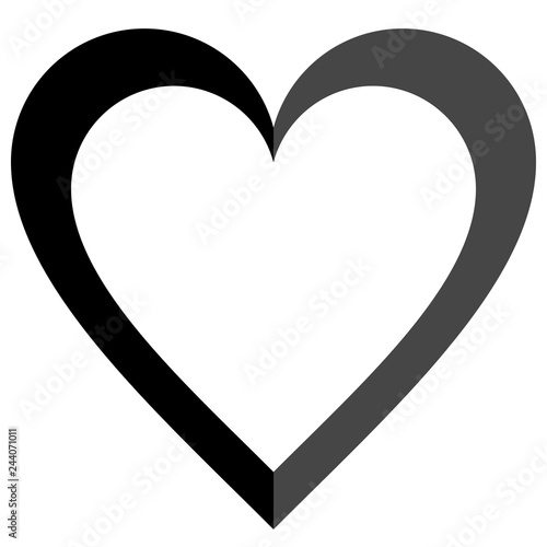Heart symbol icon - black simple outlined, isolated - vector