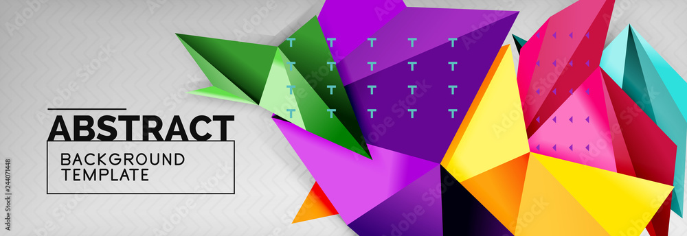 Mosaic triangular 3d shapes composition, geometric modern background. Triangles and polygons design Mosaic triangular 3d shapes composition, geometric modern background. Triangles and polygons design
